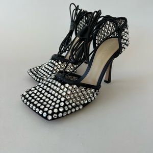 Bottega Veneta Crystal Sparkle Mesh Sandals in Black
